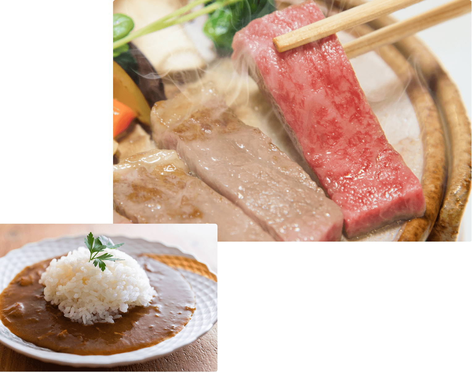 但馬牛のステーキとカレー